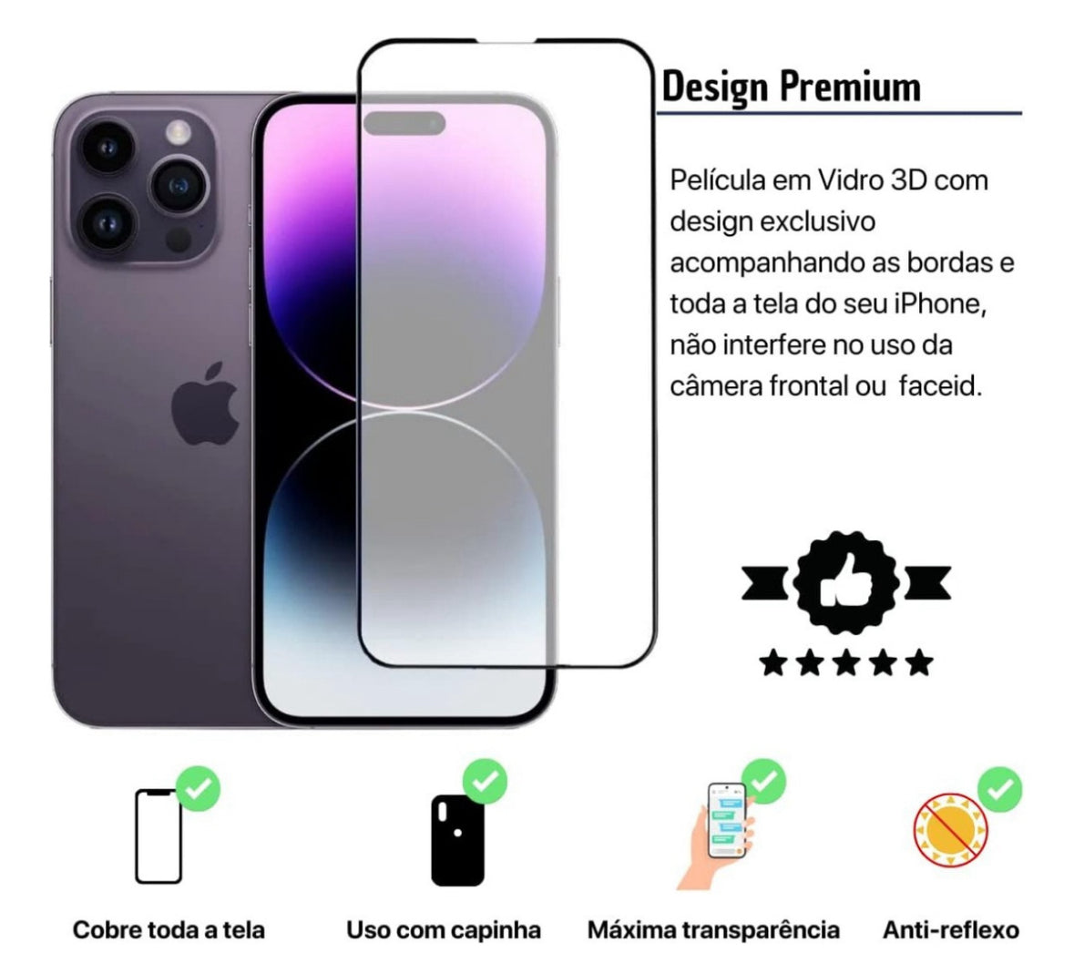 Película de vidro 3D toda linha Apple
