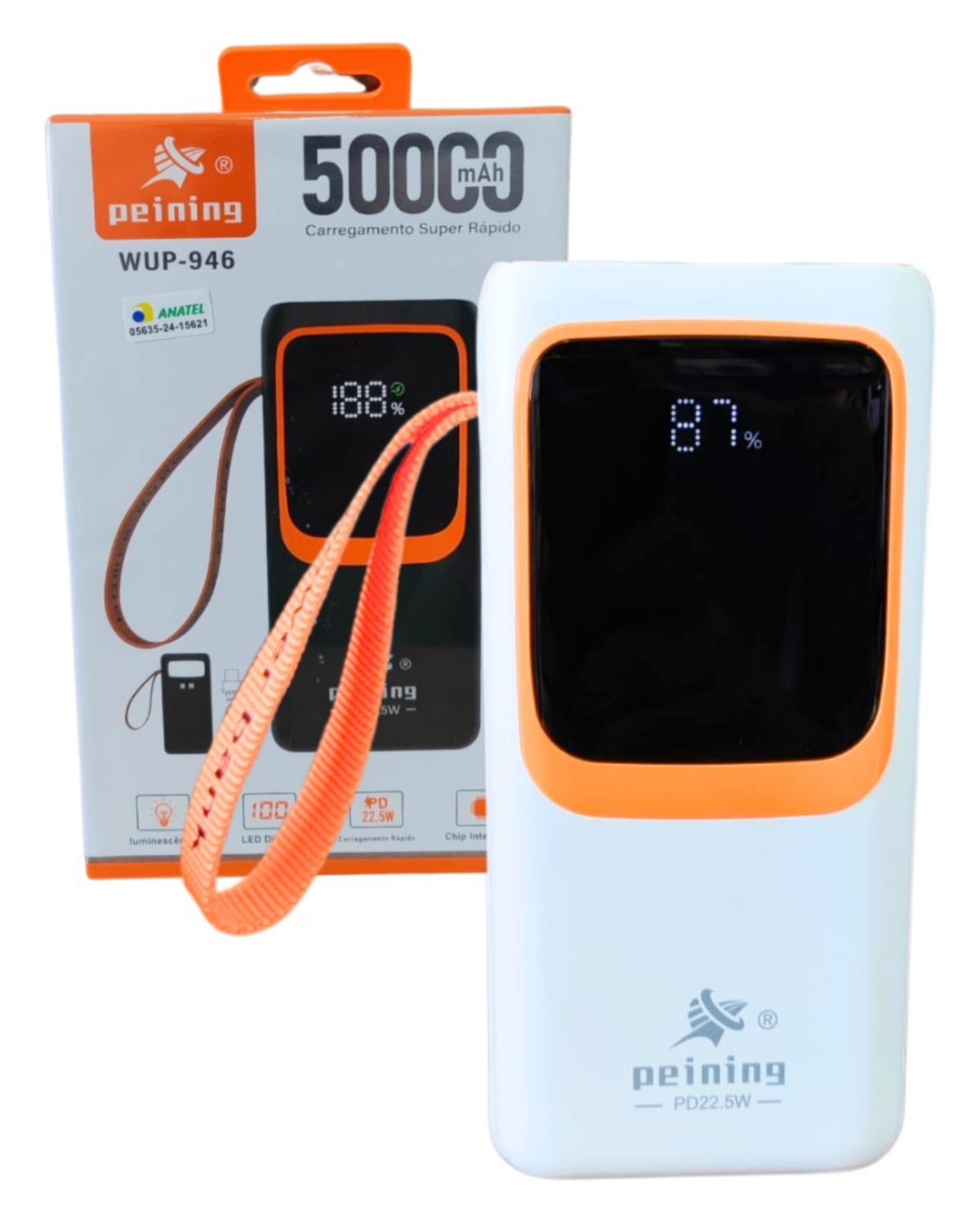 Carregador Portátil Power Bank 50.000mah Universal Externa Branco ou preto