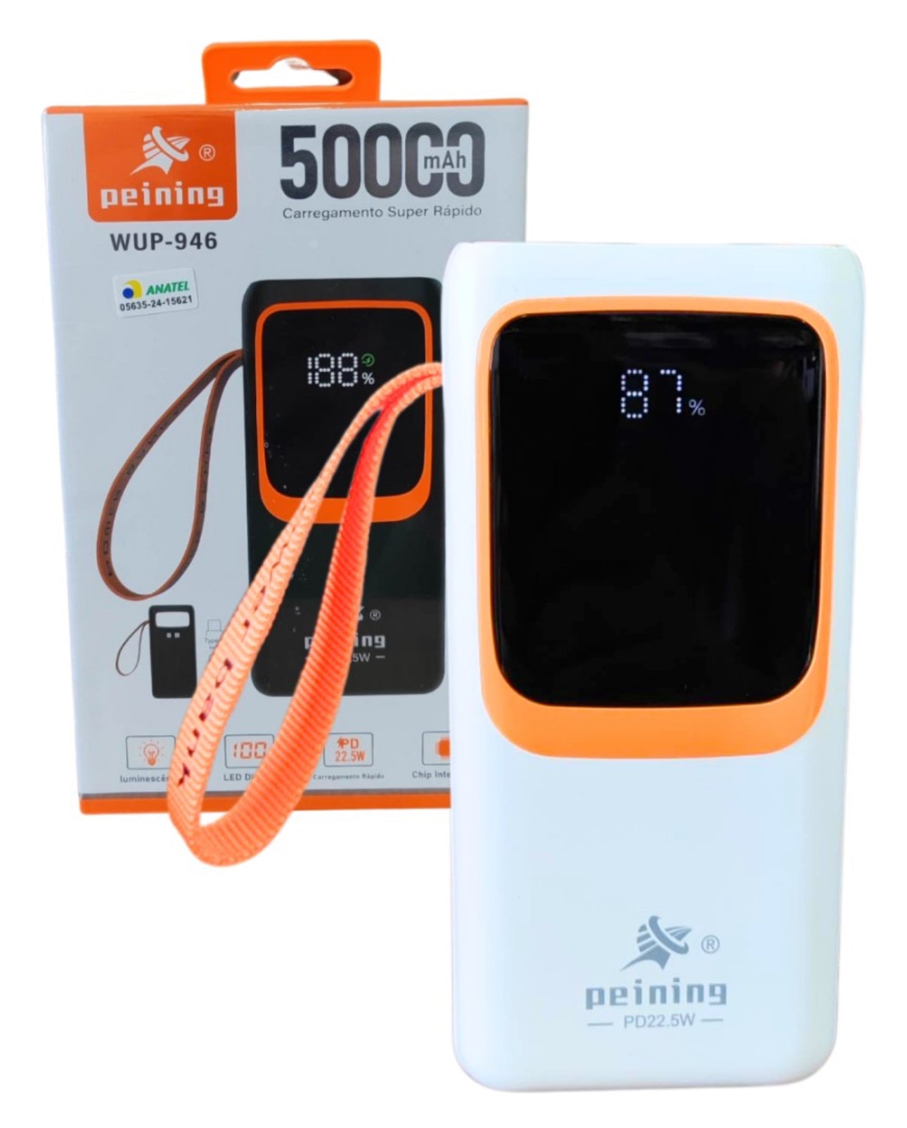 Carregador Portátil Power Bank 50.000mah Universal Externa Branco ou preto