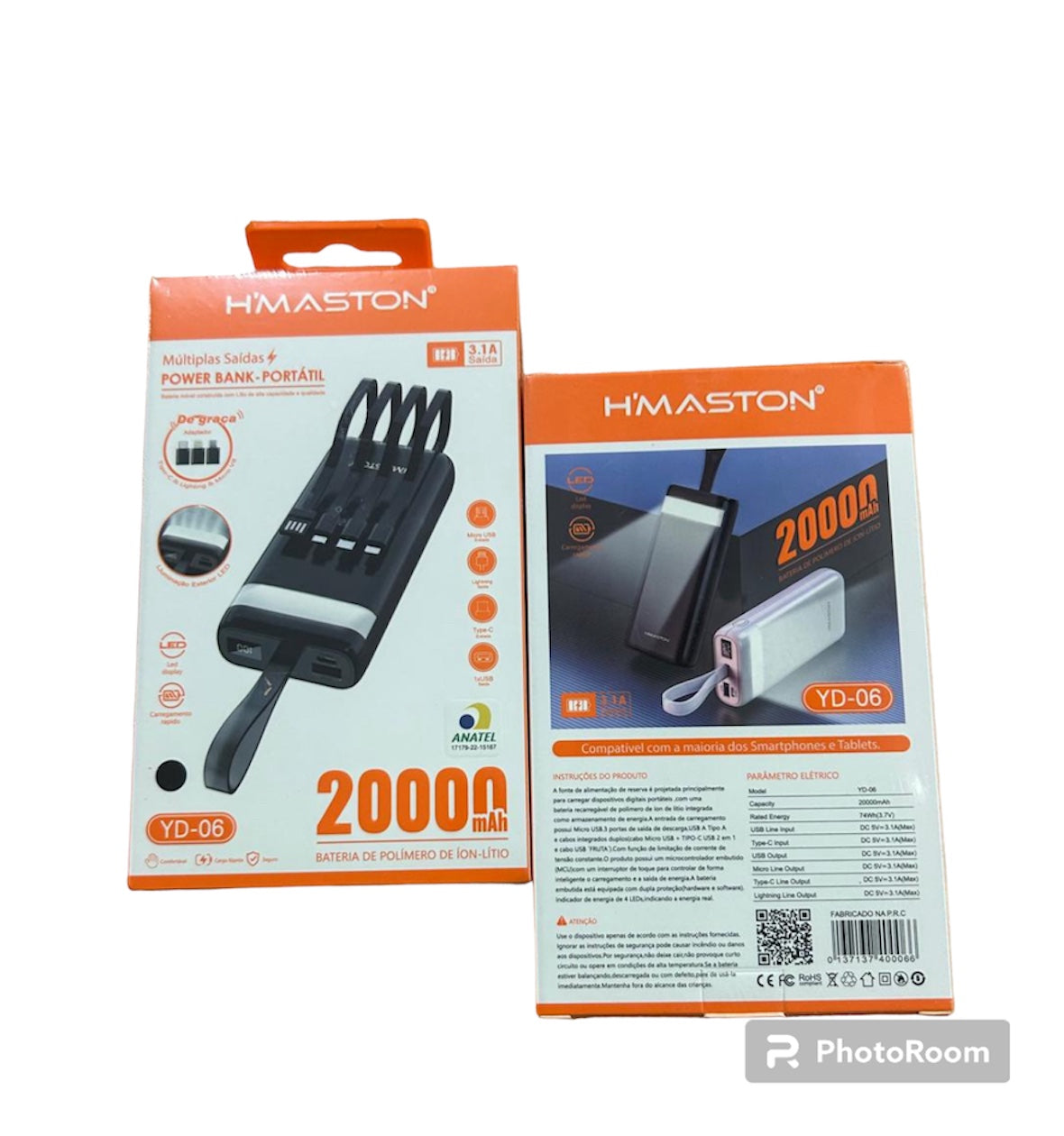 Power Bank Carregador Portátil 20.000mah Hmaston